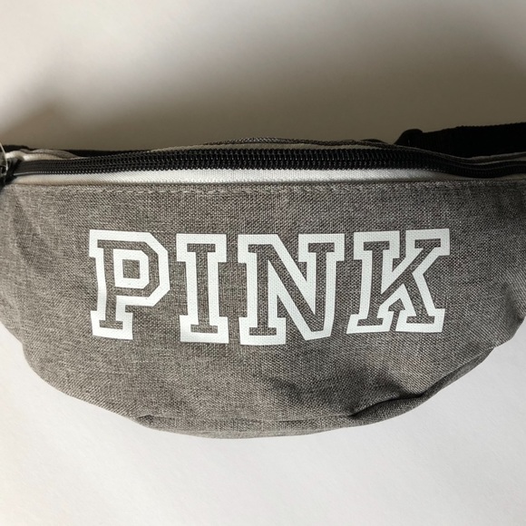 $13💋New VS LOVE PINK Lt Gray/White Fanny Pack - Picture 2 of 8